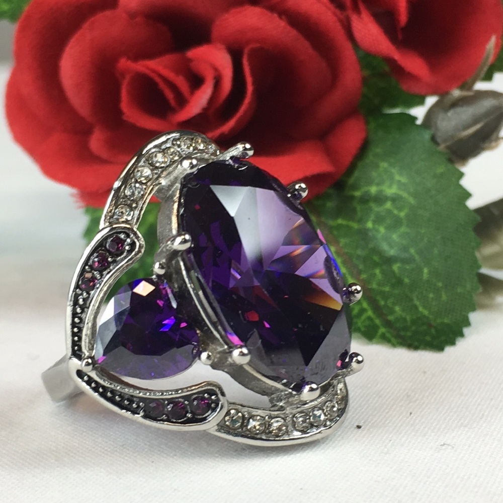 CZ Purple Diamond Austrian Crystal Cocktail Ring